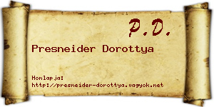 Presneider Dorottya névjegykártya